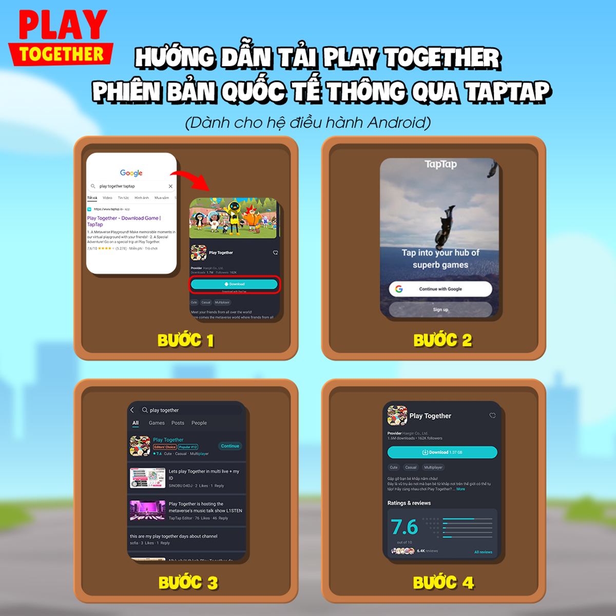Thực hiện ngay 6 bước chuyển Play Together bản Quốc Tế sang bản Play Together VNG dưới đây vào ngày 30 tháng 6 để nhận 500KC | Play Together VNG | Play Together VNG Mobile 