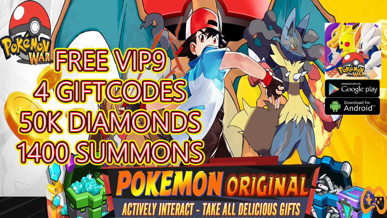 Pokemon War Battle Of Trainer Gameplay Free VIP 9 - 4 Giftcodes - 50k Diamonds - 1400 Summons | Redeem Code Pokemon War Battle Of Trainer | Pokemon War Battle Of Trainer HVN 