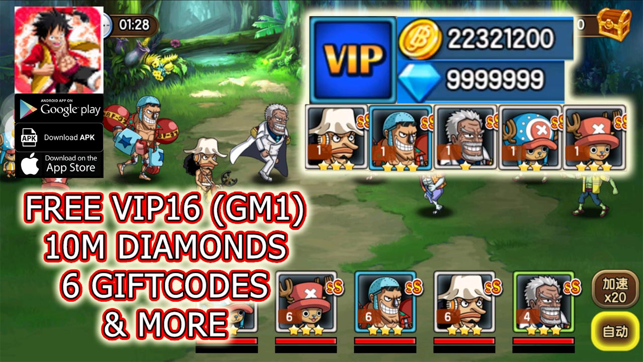 Domineering Hero Gameplay Free VIP 16 (GM1) - 6 Giftcodes - 10M Diamonds and more | Domineering Hero Mobile One Piece RPG | Sunny Pirate Going Merry Private 