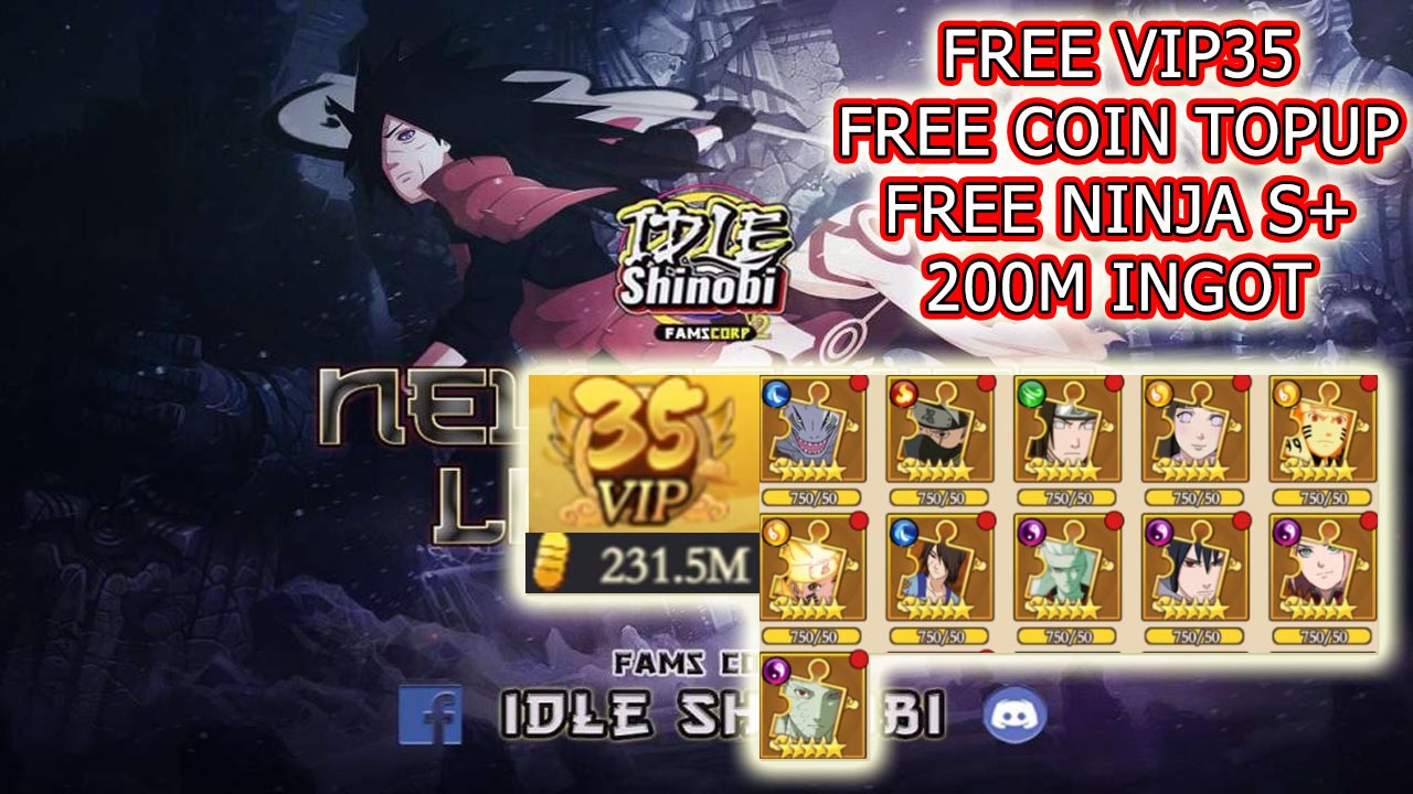 Idle Shinobi Famzcorp Gameplay Free VIP 35 - Free coin topup - Free Ninja S+ | Idle Shinobi Famzcorp Mobile Naruto Private Game | Idle Shinobi Famzcorp 
