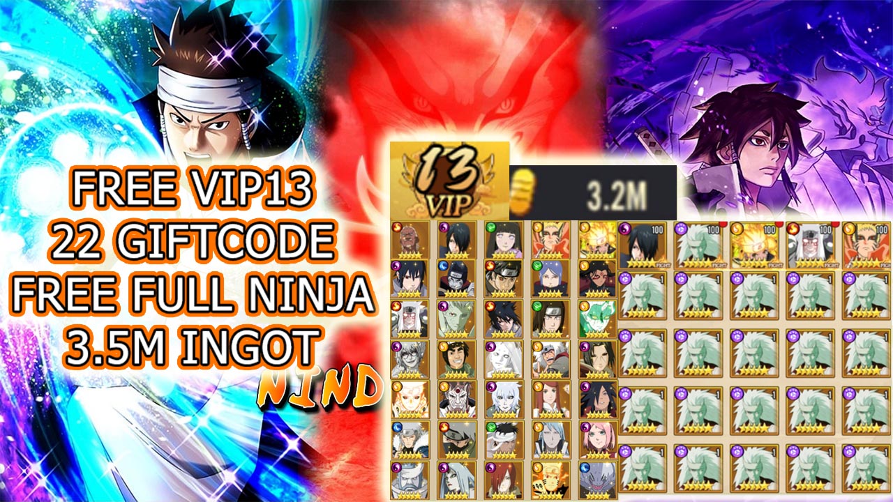 Nindo Bros Gameplay Free VIP 13 - 22 Gift Codes - 3.2M Ingot - Full Ninja - Level 150 | Nindo Bros Naruto Private RPG Game | Nindo Bros 