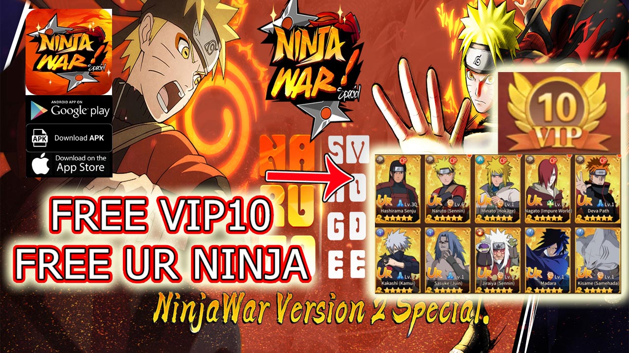 Ninja War Special Gameplay Free VIP 10 - Free UR Ninja Android iOS APK Download | Ninja War Special Mobile Naruto RPG Game | Ninja War Special 