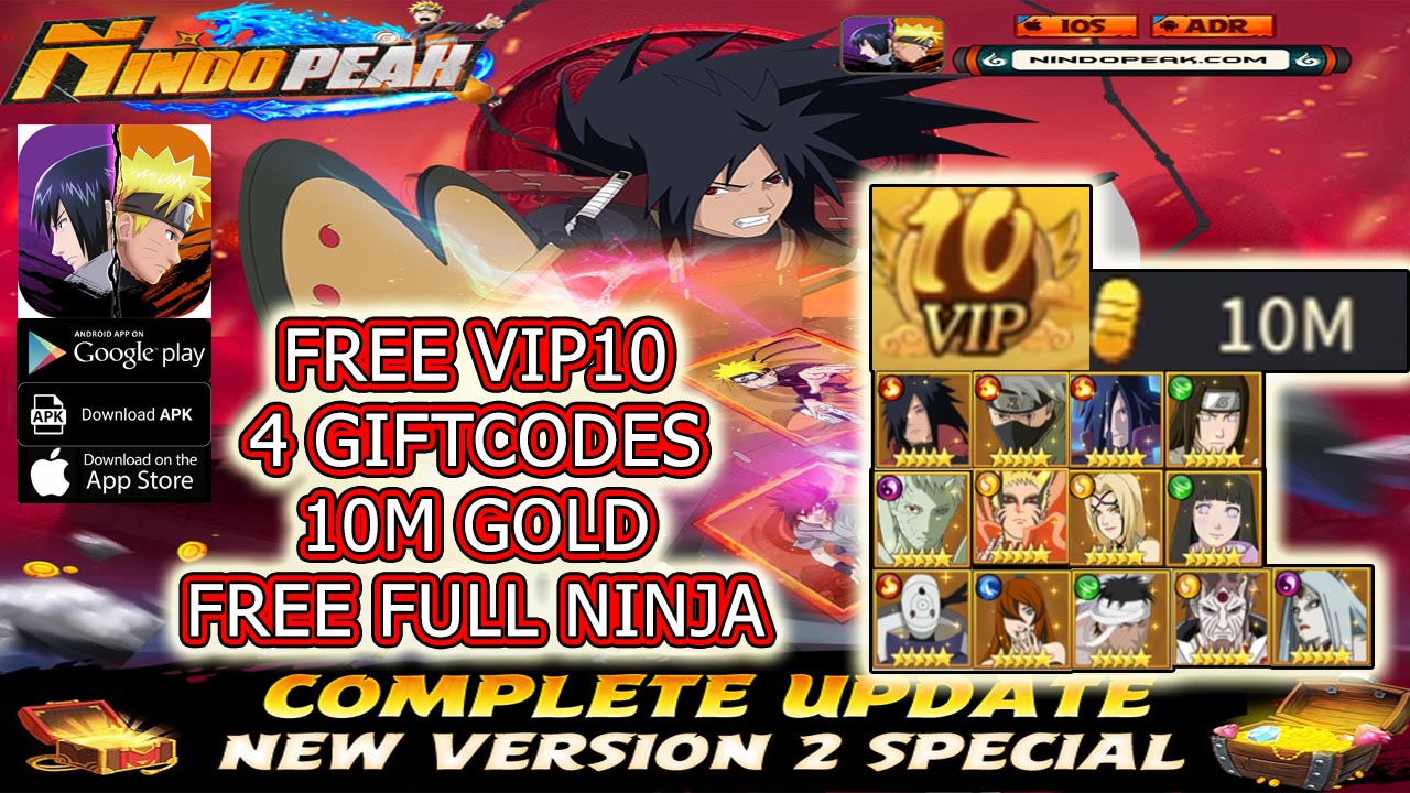 Nindo Peak Special V2 Gameplay Free VIP 10 - 4 Giftcodes - 10M Gold - Full Ninja | Nindo Peak Special Version 2 Naruto RPG Game | Nindo Peak Special V2 