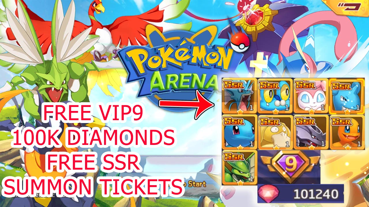 Pokemon Arena 2D Gameplay Free VIP 9 - Free SSR - 100K Diamonds - 300 Summon | Pokemon Arena 2D Mobile RPG (PS)