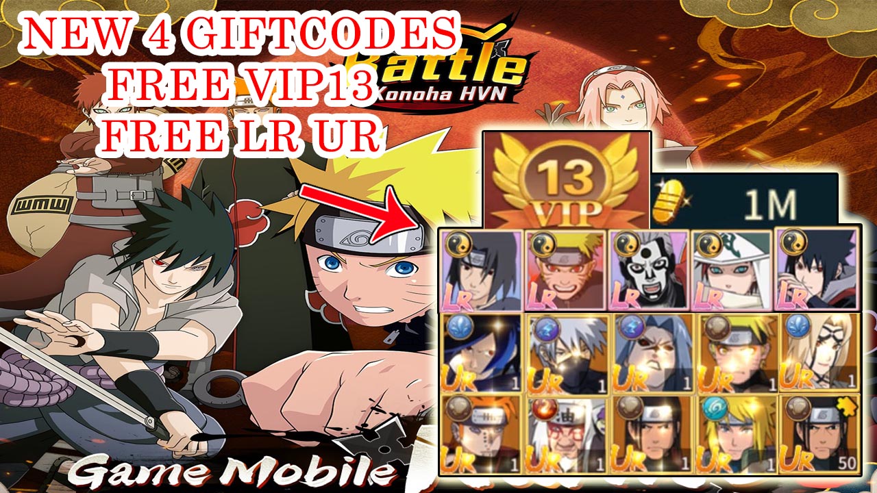 Battle Konoha HVN New 4 Giftcodes Free VIP13 - Free LR UR Android iOS APK | Battle Konoha HVN Mobile Naruto RPG 