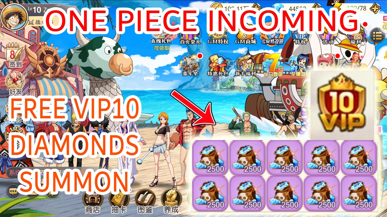 One Piece Incoming Gameplay Free VIP10 - Diamonds - Summon Tickets | One Piece Incoming Mobile RPG Game P-Server 