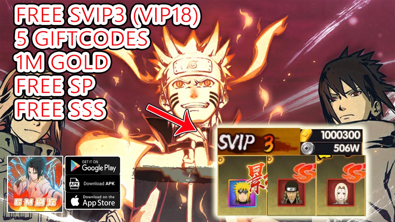 Ninja's Adventure Gameplay & 5 Giftcodes Free SVIP3 (VIP18) & Free SP & SSS Android APK | Ninja Adventure Mobile Private Server Naruto RPG Game 