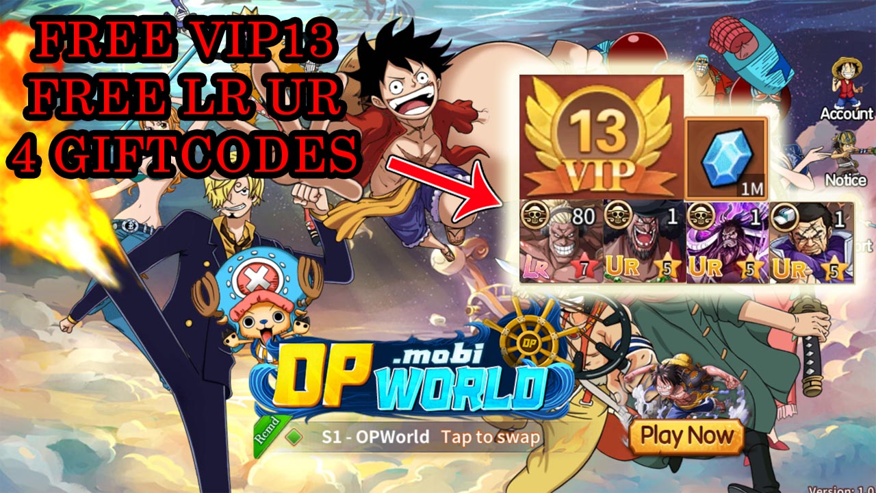 Pirate King OP World Gameplay & 4 Giftcodes Free VIP13 & Free LR UR | Pirate King OP World One Piece RPG Game by HVN Game 