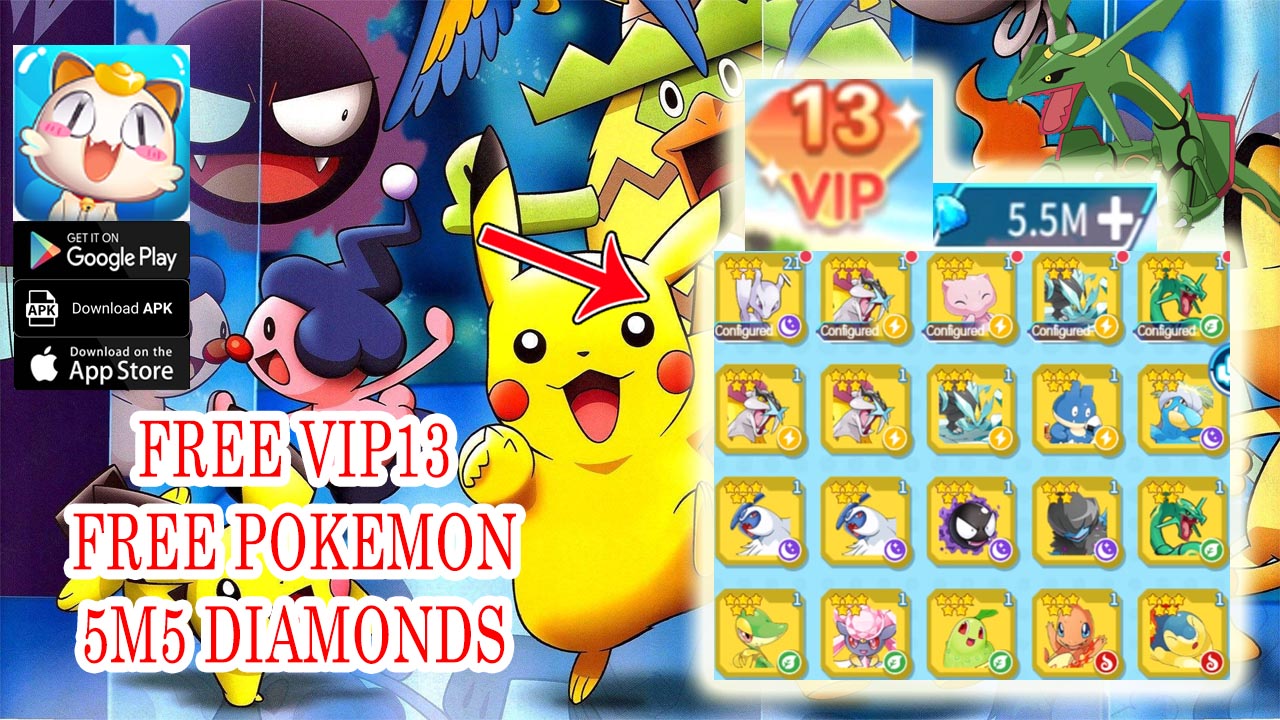 Pocket Idle English Gameplay Free VIP13 & Pokemon & Diamonds Android APK | Pocket Idle Mobile Pokemon Idle RPG Game 