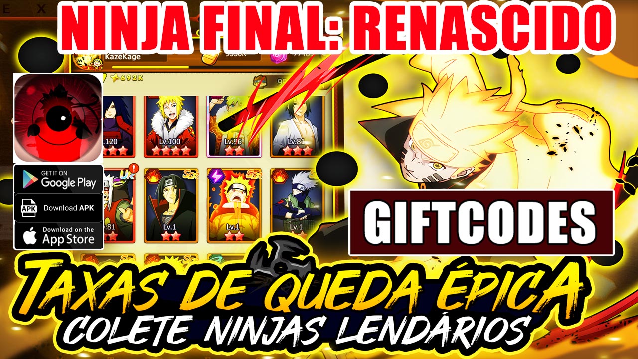Ninja Final Renascido & 2 Giftcodes Gameplay Android APK | Ninja Final Renascido Mobile Naruto Idle RPG Game | Ninja Final Renascido by JoyWo 