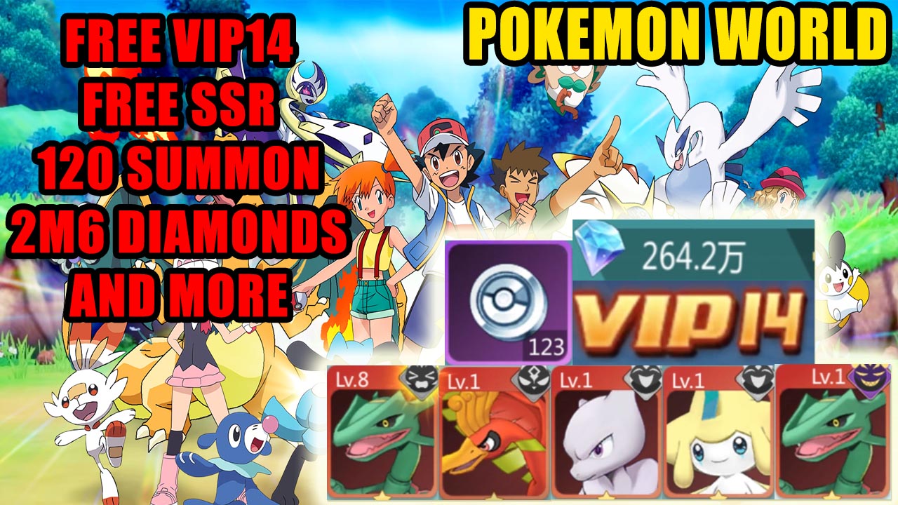 Pokemon World Gameplay Free VIP14 - Free SSR - Summon - 2M6 Diamonds | Pokemon World Mobile RPG Game | Pokemon World Game 