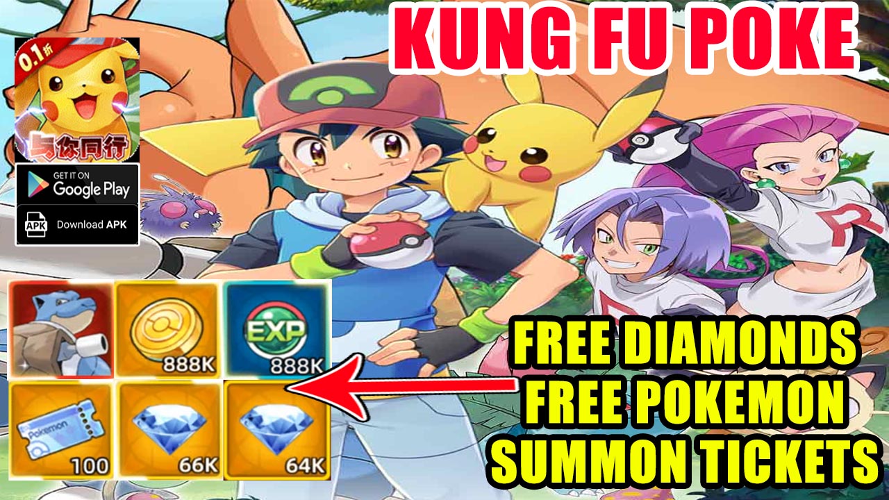 Kung Fu Poke Gameplay Android Free Diamonds & Pokemon & Summon Tickets | Kung Fu Poke Mobile New Pokemon RPG Game 