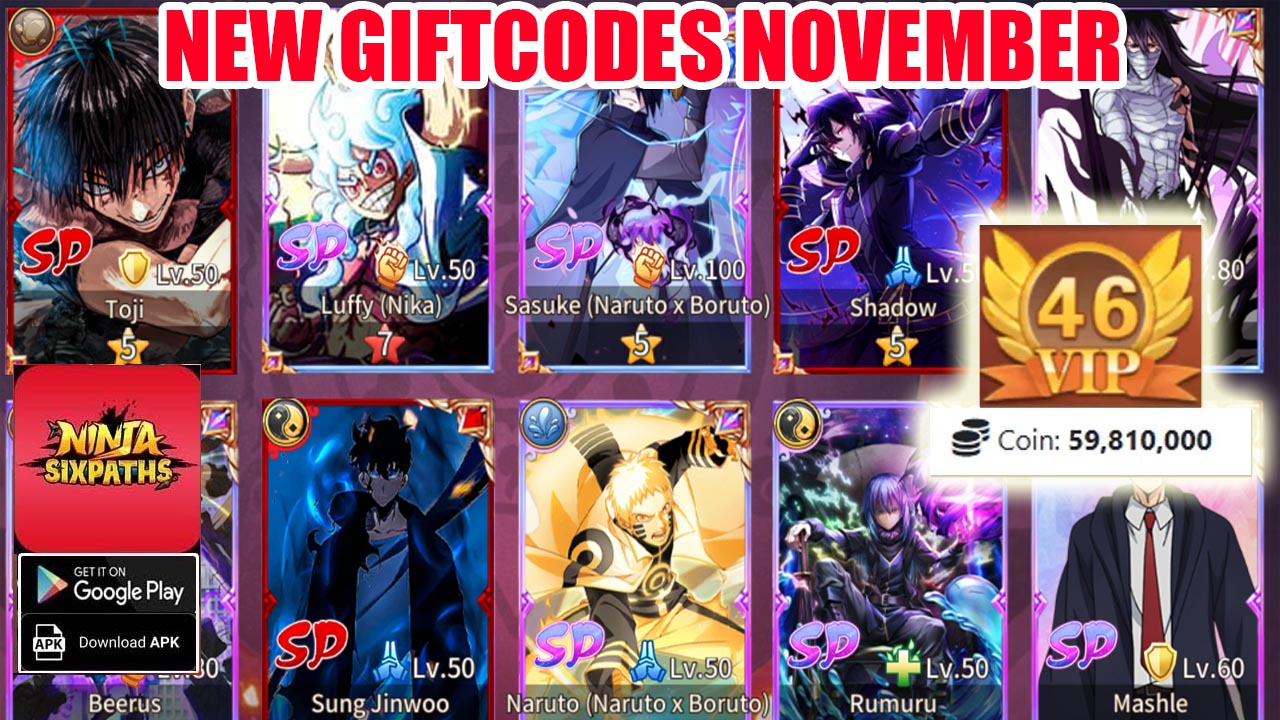 Ninja Six Paths & 3 New Giftcodes November | Ninja Six Paths Mobile Anime RPG Game Android 
