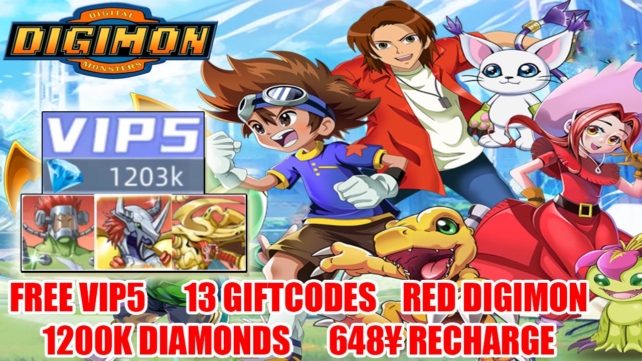 Digimon Ultimate Hunter Gameplay & 13 Giftcodes | Digimon Ultimate Hunter Mobile RPG Free V5 - Red Digimon - 1200K Diamonds - Free Recharge 