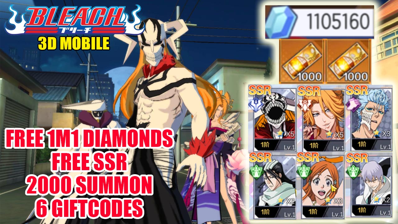 Bleach Mobile 3D P-Server Gameplay & 6 Giftcodes | Bleach Mobile 3D PServer Free SSR - 2000 Summon Tickets - 1M1 Diamonds 
