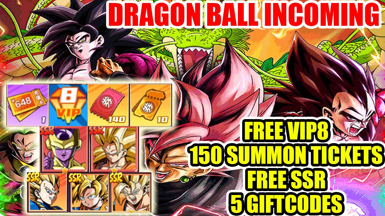 Dragon Ball Incoming Gameplay & 5 Giftcodes Android | Dragon Ball Incoming Mobile Free VIP8 & All Redeem Codes & Free SSR & 150 Summon Tickets 