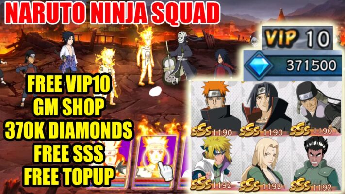 Naruto Ninja Squad Gameplay & 4 Giftcodes | Naruto Ninja Squad Mobile Free VIP10 - 370k Diamonds - Free SSS - GM Shop