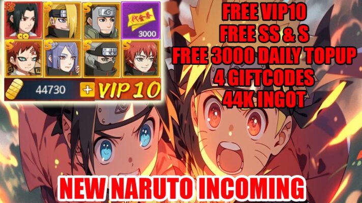 New Naruto Incoming Gameplay Android & 4 Gift Codes | New Naruto Incoming Free VIP10 - Free SS & S - Free Daiy Topup - 44K Ingot - And More