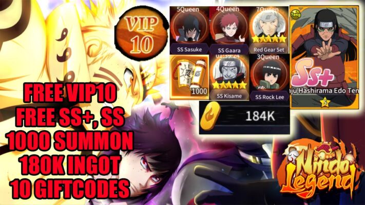 Nindo Legend Gameplay & 10 Giftcodes | Nindo Legend Mobile Naruto RPG Game Free VIP10 - Free SS+ SS - 1000 Summon Tickets - 10 Redeem Codes - 180K Ingot