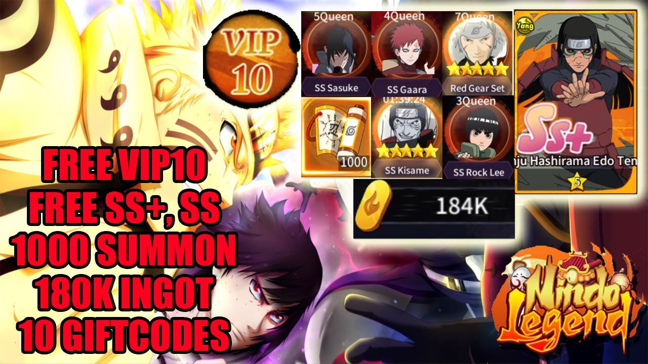 Nindo Legend Gameplay & 10 Giftcodes | Nindo Legend Mobile Naruto RPG Game Free VIP10 - Free SS+ SS - 1000 Summon Tickets - 10 Redeem Codes - 180K Ingot 