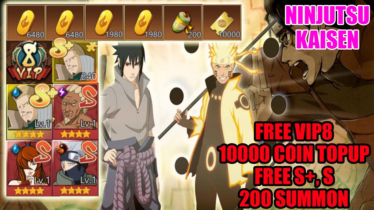 Ninjutsu Kaisen P-Server Gameplay & 3 Giftcodes | Ninjutsu Kaisen Mobile Naruto Action RPG Free VIP8 - Free S+, S - Free Topup - 200 Summon Tickets - 3 Gift Codes 