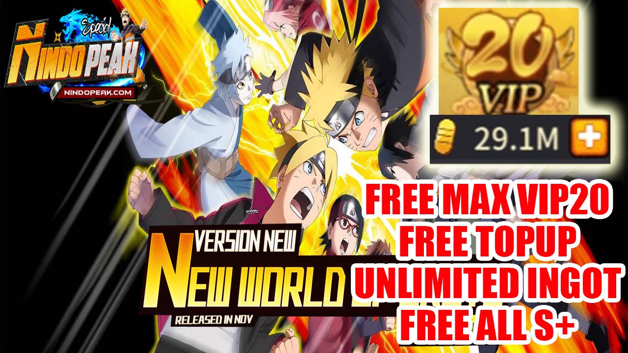 NindoPeak Ultimate HVN Gameplay & 4 Giftcodes Android iOS | GNindoPeak Ultimate HVN Mobile Naruto Idle RPG Free Max VIP20 - Free Topup - Unlimited Ingot - Free All S+ 